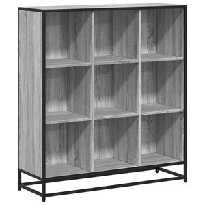 vidaXL sz&uuml;rke sonoma szerelt fa &eacute;s f&eacute;m k&ouml;nyvszekr&eacute;ny 97,5x33x107,5 cm