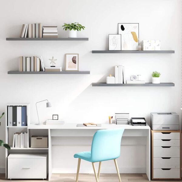 vidaXL 2 db sz&uuml;rke MDF lebegő fali polc 120 x 23,5 x 3,8 cm