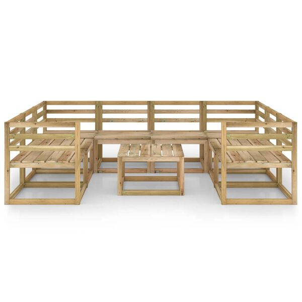 vidaXL 9 r&eacute;szes z&ouml;ld impregn&aacute;lt fenyőfa kerti t&aacute;rsalg&oacute; szett