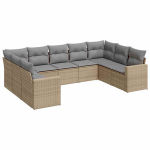 vidaXL 9 r&eacute;szes b&eacute;zs polyrattan kerti &uuml;lőgarnit&uacute;ra p&aacute;rn&aacute;kkal