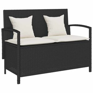 vidaXL fekete polyrattan kerti t&aacute;rol&oacute; pad p&aacute;rn&aacute;val
