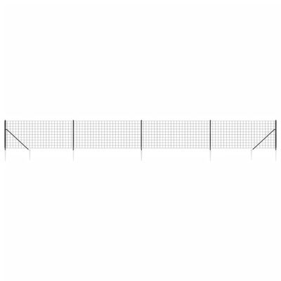 vidaXL antracitszürke dróthálós kerítés cövekekkel 0,8x10 m