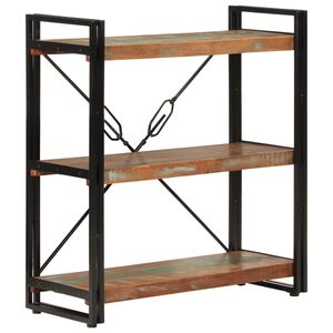 vidaXL 3 szintes &uacute;jrahasznos&iacute;tott fa &eacute;s vas k&ouml;nyvespolc 77x30x80 cm