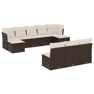 vidaXL 10 r&eacute;szes barna polyrattan kerti &uuml;lőgarnit&uacute;ra p&aacute;rn&aacute;kkal
