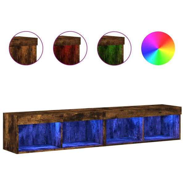 vidaXL 2 db f&uuml;st&ouml;s t&ouml;lgy sz&iacute;nű TV-szekr&eacute;ny LED-ekkel 80 x 30 x 30 cm