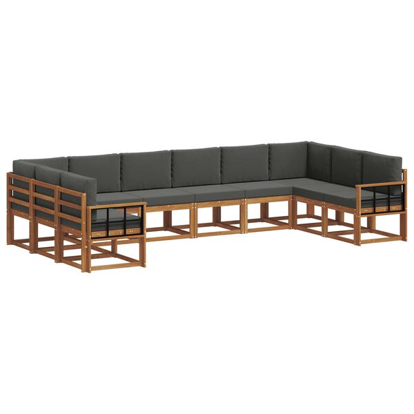 vidaXL K&uuml;lt&eacute;ri kanap&eacute; szett p&aacute;rn&aacute;val 10 pcs Term&eacute;szetes &eacute;s antracit