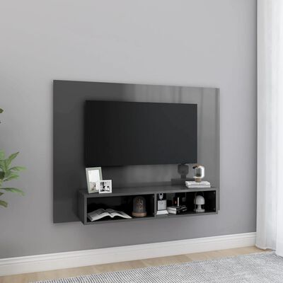 vidaXL magasfényű szürke fali forgácslap TV-szekrény 120x23,5x90 cm
