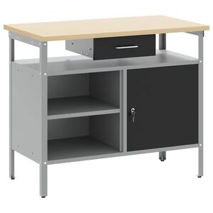 vidaXL Munkapad Fekete &eacute;s Sz&uuml;rke 100 x 55 x 85 cm Műszaki fa &eacute;s ac&eacute;l