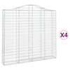 vidaXL 4 db íves horganyzott vas gabion kosár 200x30x180/200 cm