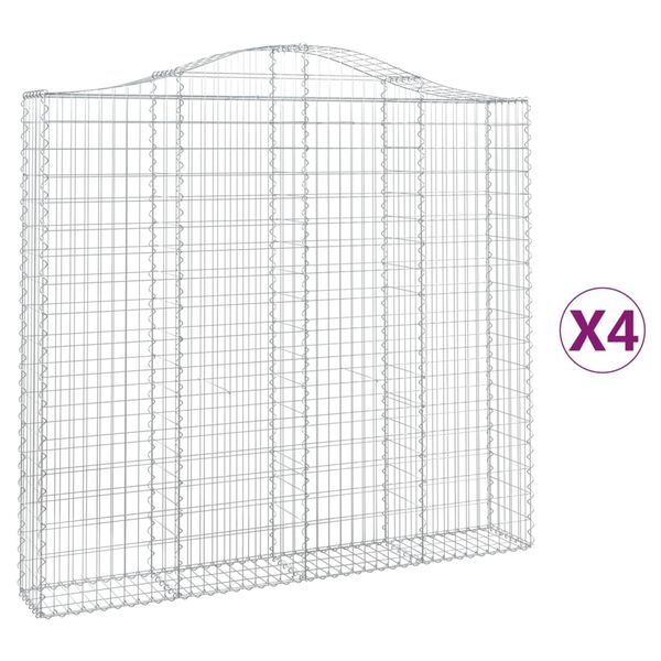 vidaXL 4 db íves horganyzott vas gabion kosár 200x30x180/200 cm
