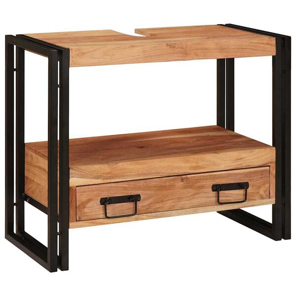 vidaXL Mosd&oacute; szekr&eacute;ny fi&oacute;kkal Barna 71 x 33 x 58 cm T&ouml;m&ouml;r Ak&aacute;cfa