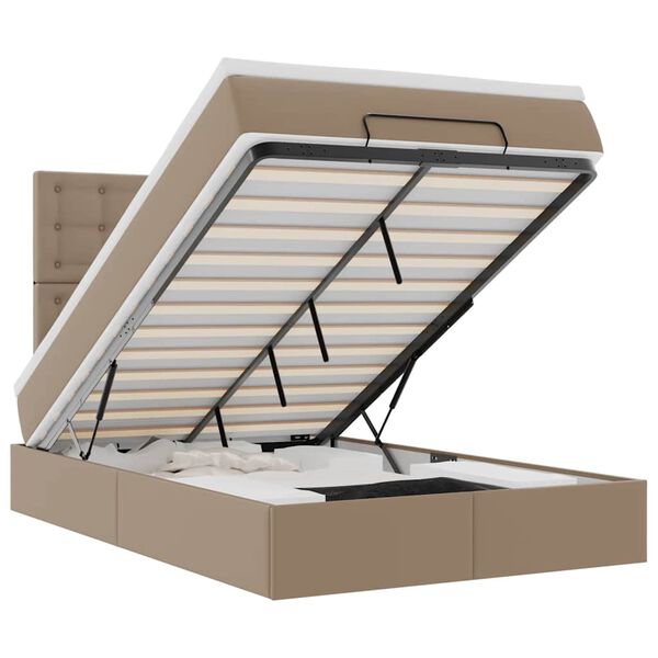 vidaXL Ottom&aacute;n &aacute;gykeret matraccal Cappucino 120x190 cm műbőrrel