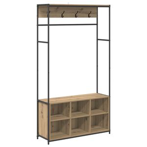 vidaXL Kab&aacute;t&aacute;llv&aacute;ny cipőpaddal K&eacute;zműves T&ouml;lgy 100 x 32 x 180,5 cm
