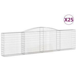 vidaXL 25 db &iacute;ves horganyzott vas gabion kos&aacute;r 400x30x100/120 cm