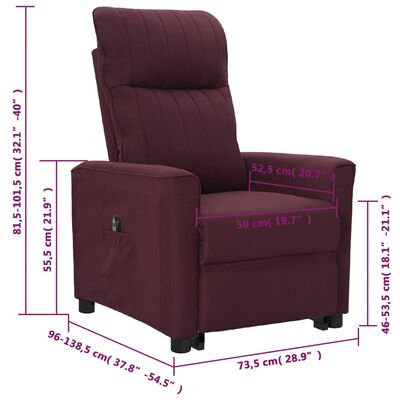 vidaXL lila szövet felállást segítő dönthető fotel