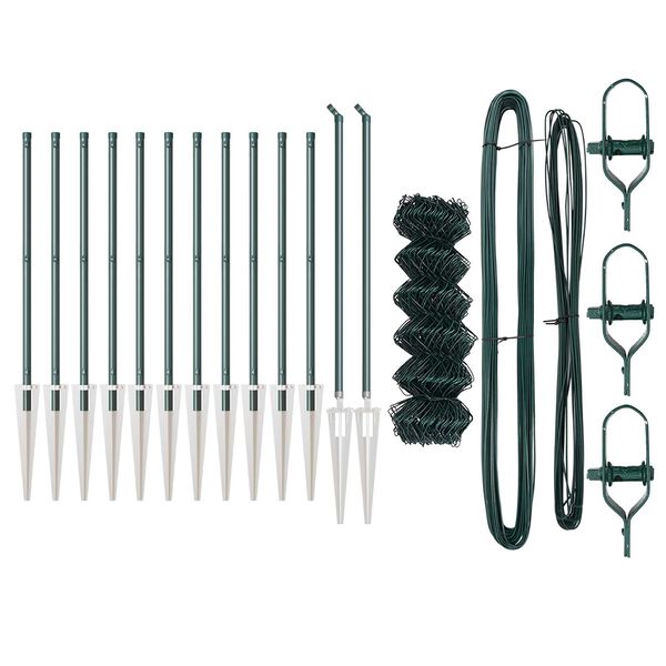 vidaXL Ker&iacute;t&eacute;soszlop Z&ouml;ld 25 x 0,4 m (40 x 40 mm r&aacute;cs) Ac&eacute;l &eacute;s PVC