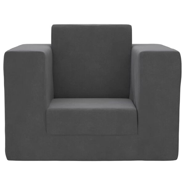 vidaXL antracitsz&uuml;rke puha pl&uuml;ss gyerek kanap&eacute;&aacute;gy