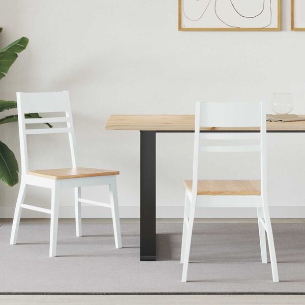 vidaXL &Eacute;tkező Sz&eacute;kek 2 pcs Feh&eacute;r 43 x 54 x 89 cm T&ouml;m&ouml;r Gumi Fa