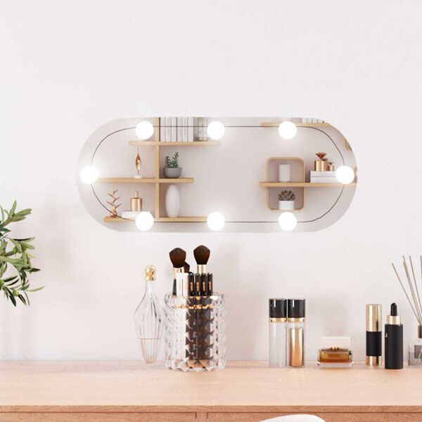 vidaXL ov&aacute;lis &uuml;veg falit&uuml;k&ouml;r LED f&eacute;nyekkel 20 x 50 cm