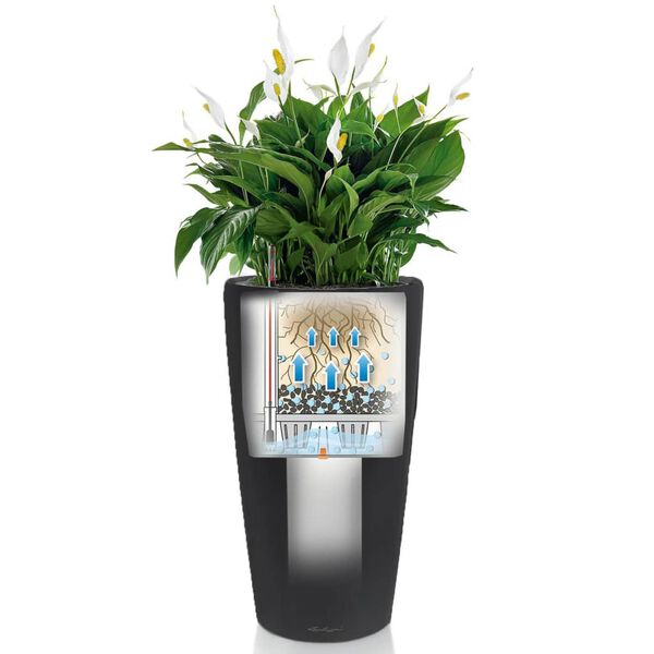 LECHUZA Rondo 40 ALL-IN-ONE szénmetál színű virágtartó