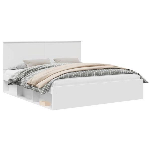 vidaXL &Aacute;gykeret fejt&aacute;ml&aacute;val Feh&eacute;r 180 x 200 cm T&ouml;m&ouml;r fenyőfa