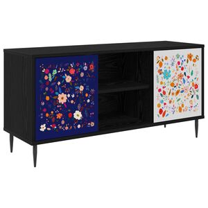 vidaXL TV szekr&eacute;ny MAINZ 102 x 33 x 51 cm Fekete T&ouml;lgy Szerelt Fa