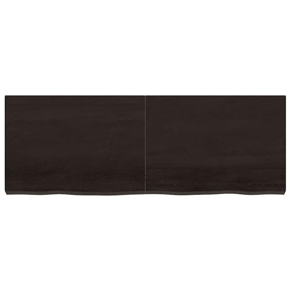 vidaXL s&ouml;t&eacute;tbarna kezelt t&ouml;m&ouml;r t&ouml;lgyfa fali polc 140 x 50 x (2-6) cm