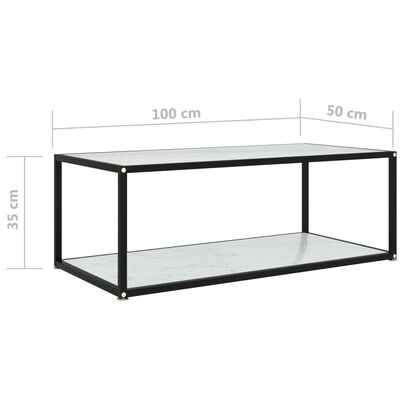 vidaXL fehér edzett üveg dohányzóasztal 100 x 50 x 35 cm