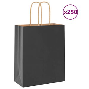 vidaXL 250 db fekete papírzacskók fogantyúkkal 18x8x22 cm