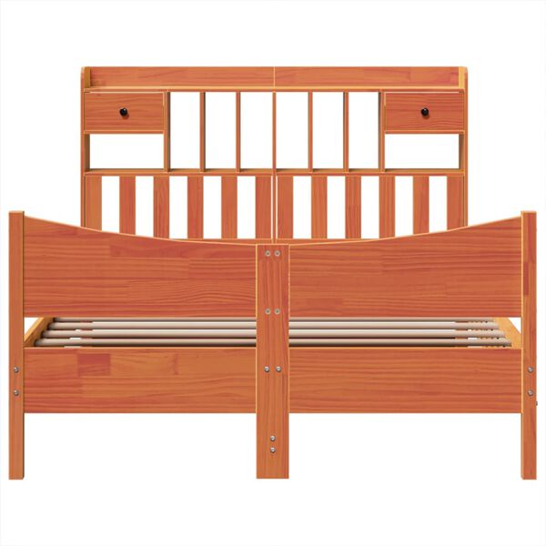 vidaXL viaszbarna t&ouml;m&ouml;r fenyőfa &aacute;gy matrac n&eacute;lk&uuml;l 140 x 200 cm