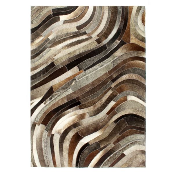 vidaXL sz&uuml;rke-ez&uuml;stsz&iacute;nű foltvarrott szőr&ouml;s bőrszőnyeg 160 x 230 cm