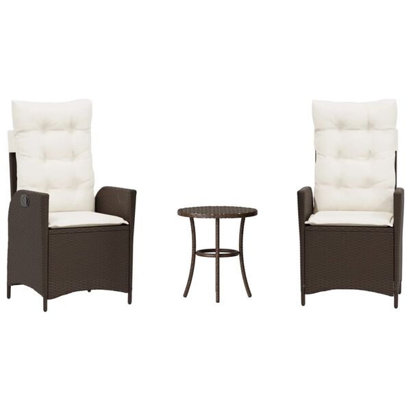 vidaXL 3 r&eacute;szes barna polyrattan bisztr&oacute;garnit&uacute;ra p&aacute;rn&aacute;kkal