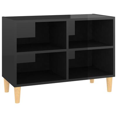 vidaXL magasfényű fekete TV-szekrény tömör falábakkal 69,5x30x50 cm