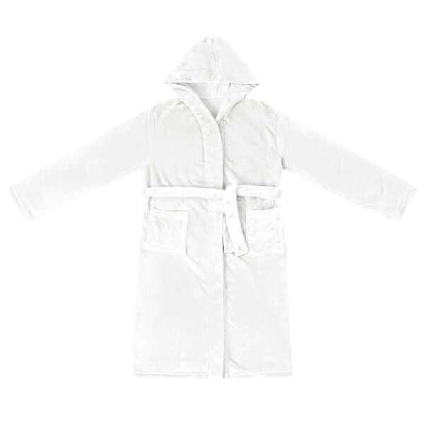 vidaXL F&uuml;rdők&ouml;penyes Kapucnis Feh&eacute;r xxxl Flanell