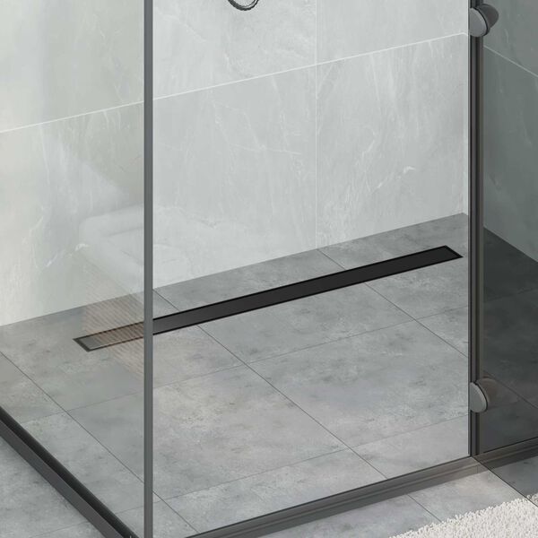 vidaXL Zuhanycsatorna 2 az 1-ben 360&deg;-os szifonnal Fekete 90 cm