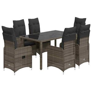 vidaXL 5 r&eacute;szes sz&uuml;rke polyrattan kerti bisztr&oacute;garnit&uacute;ra p&aacute;rn&aacute;kkal