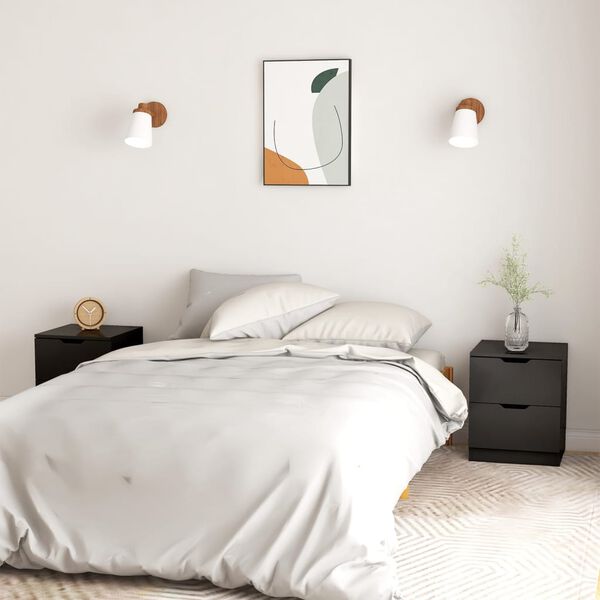 vidaXL 2 db fekete szerelt fa éjjeliszekrény 40 x 40 x 50 cm