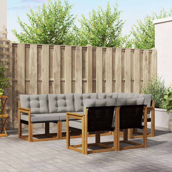 vidaXL K&uuml;lt&eacute;ri kanap&eacute; szett 7 pcs Term&eacute;szetes &eacute;s Vil&aacute;gossz&uuml;rke