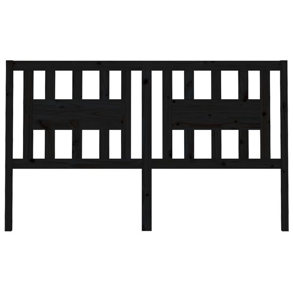 vidaXL fekete tömör fenyőfa fejtámla 166 x 4 x 100 cm