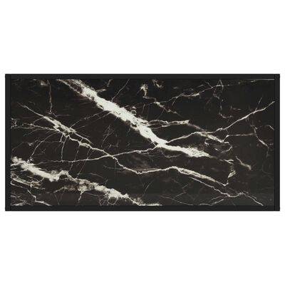 vidaXL fekete dohányzóasztal fekete márvány mintás üveggel 100x50x35cm