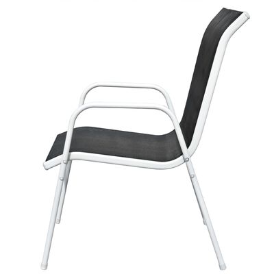 vidaXL 2 db fekete rakásolható acél és textilén kerti szék