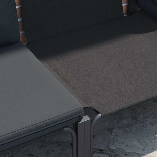 vidaXL Kerti Kanapé Szett párnával 10 pcs Fekete Acél