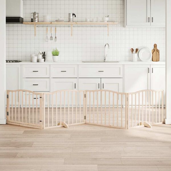 vidaXL ny&aacute;rfa 4 paneles &ouml;sszecsukhat&oacute; kutyakapu ajt&oacute;val 320 cm