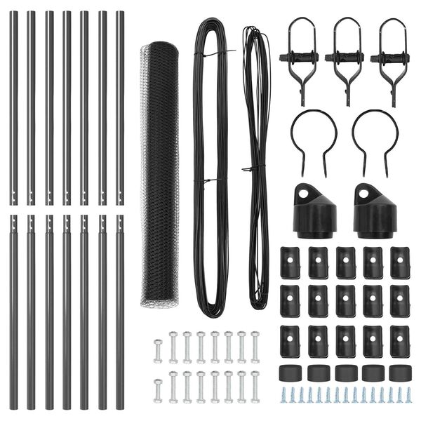 vidaXL Ker&iacute;t&eacute;soszlop Sz&uuml;rke 10 x 1 m (25 mm h&aacute;l&oacute;) Ac&eacute;l &eacute;s PVC