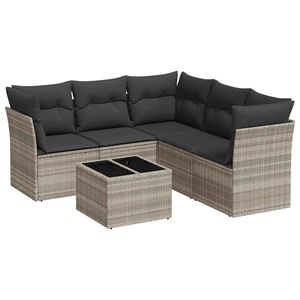 vidaXL 6 r&eacute;szes vil&aacute;gossz&uuml;rke polyrattan kerti &uuml;lőgarnit&uacute;ra p&aacute;rn&aacute;kkal