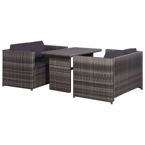 vidaXL 3 darabos sz&uuml;rke polyrattan bisztr&oacute;szett p&aacute;rn&aacute;kkal