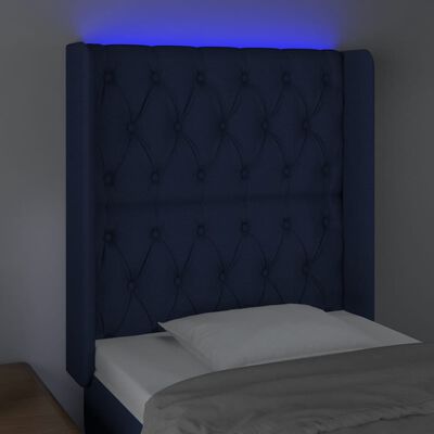 vidaXL kék szövet LED-es fejtámla 83x16x118/128 cm