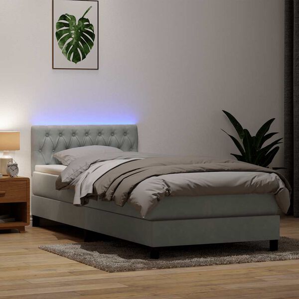vidaXL vil&aacute;gossz&uuml;rke b&aacute;rsony rug&oacute;s &eacute;s LED-es &aacute;gy matraccal 90x220 cm
