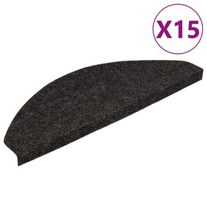 vidaXL 15 db fekete &ouml;ntapad&oacute; l&eacute;pcsőszőnyeg 56x17x3 cm