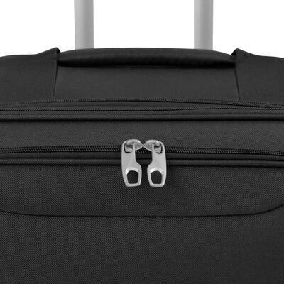vidaXL 3 darabos, fekete, puha falú görgős bőrönd szett